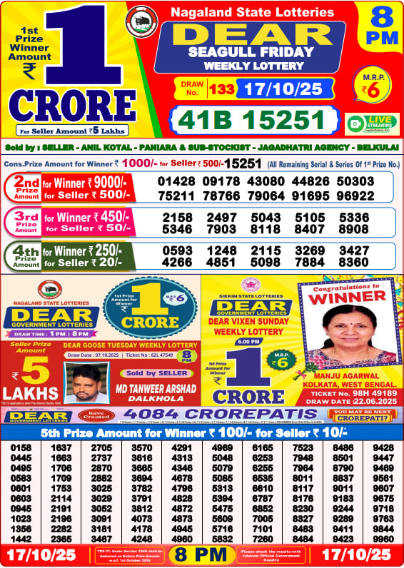 Lottery Sambad 8PM Result